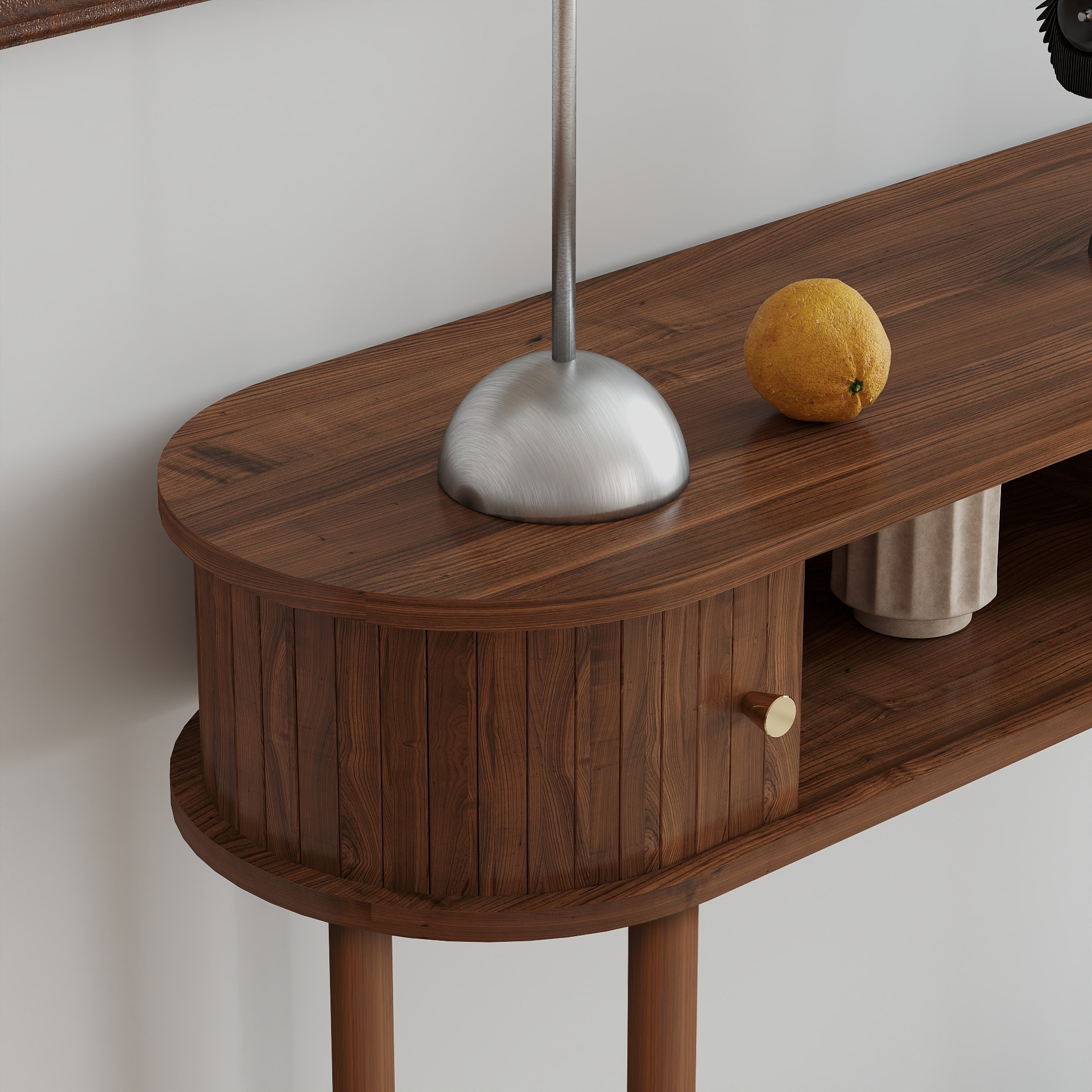 Fluted Console Table With Rolling Slatted Door, Narrow Entryway Table With Storage, Modern
Sofa Table For Behind Couch, Living Room_voghion.com